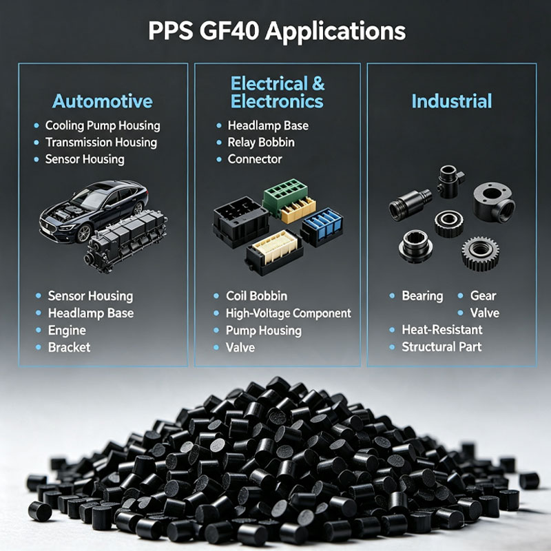 Chemisch bestendig gemodificeerd plastic PPS GF40 voor de automobielsector